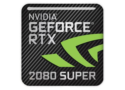 nVidia GeForce RTX 2080 SUPER 1"x1" Chrome Effect Domed Case Badge / Sticker Logo