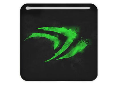 nVidia Logo Design #3 1"x1" Chrome Effect Domed Case Badge / Sticker Logo