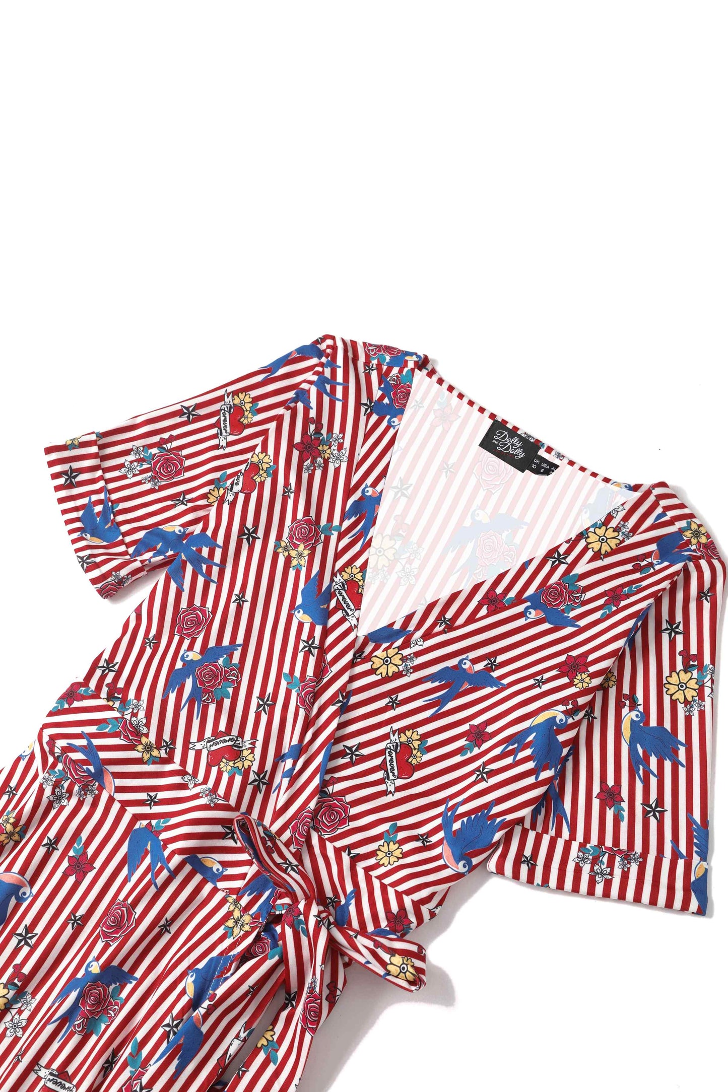 Matilda Old School Tattoo Red Striped Wrap Dress