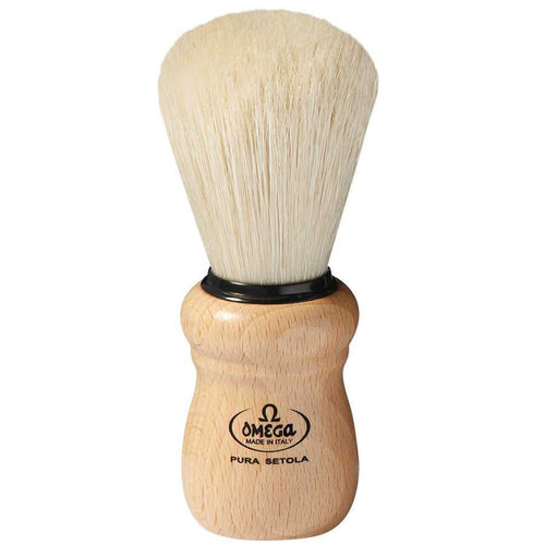 Omega boar hair shaving brush with beech wood handle