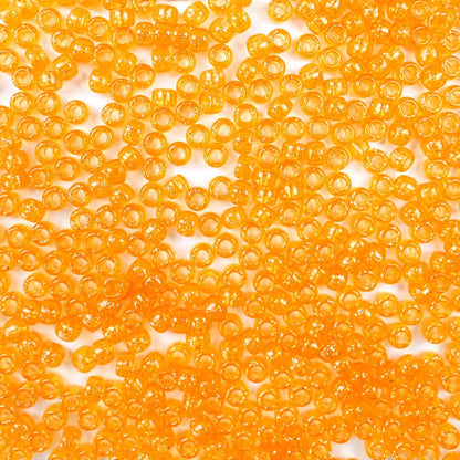 6 x 9mm plastic pony beads in orange glitter