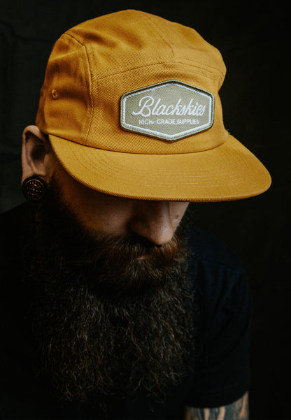 Blackskies-Oasis-5-Panel-Cap-Yellow-Hat-Model