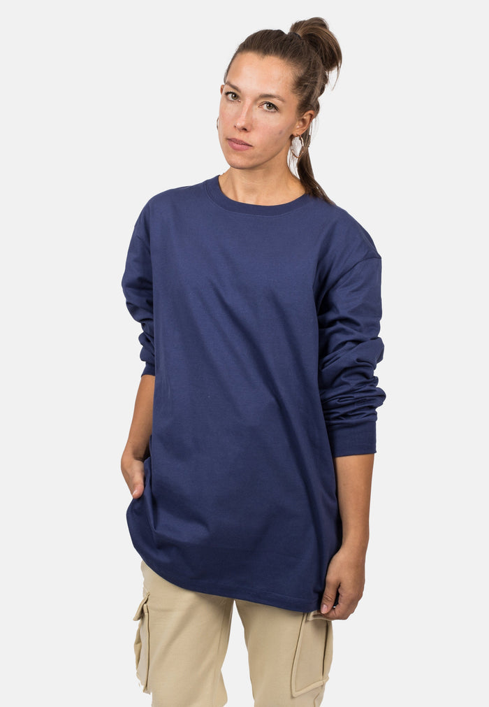 Blackskies-Unisex-Oversized-Long-Sleeve-Shirt-Navy-Blue-Female-1