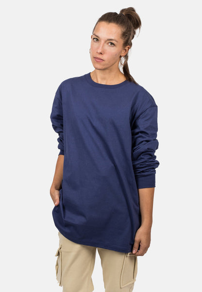 Blackskies-Unisex-Oversized-Long-Sleeve-Shirt-Navy-Blue-Female-1