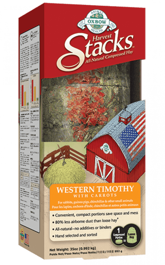 Oxbow Harvest Stacks Compressed Western Timothy Hay with Carrots Small Animal Food, 35-oz