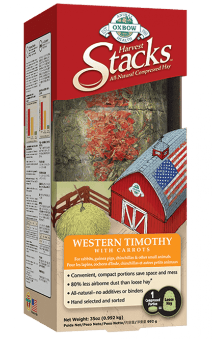 Oxbow Harvest Stacks Compressed Western Timothy Hay with Carrots Small Animal Food, 35-oz