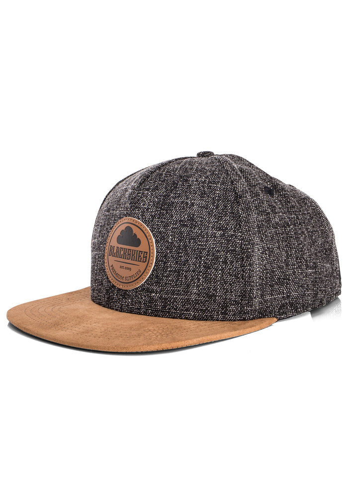 Blackskies-Pathfinder-Snapback-Cap-Black-Melange-Beige-Baseball-Hat-Speckle-Front