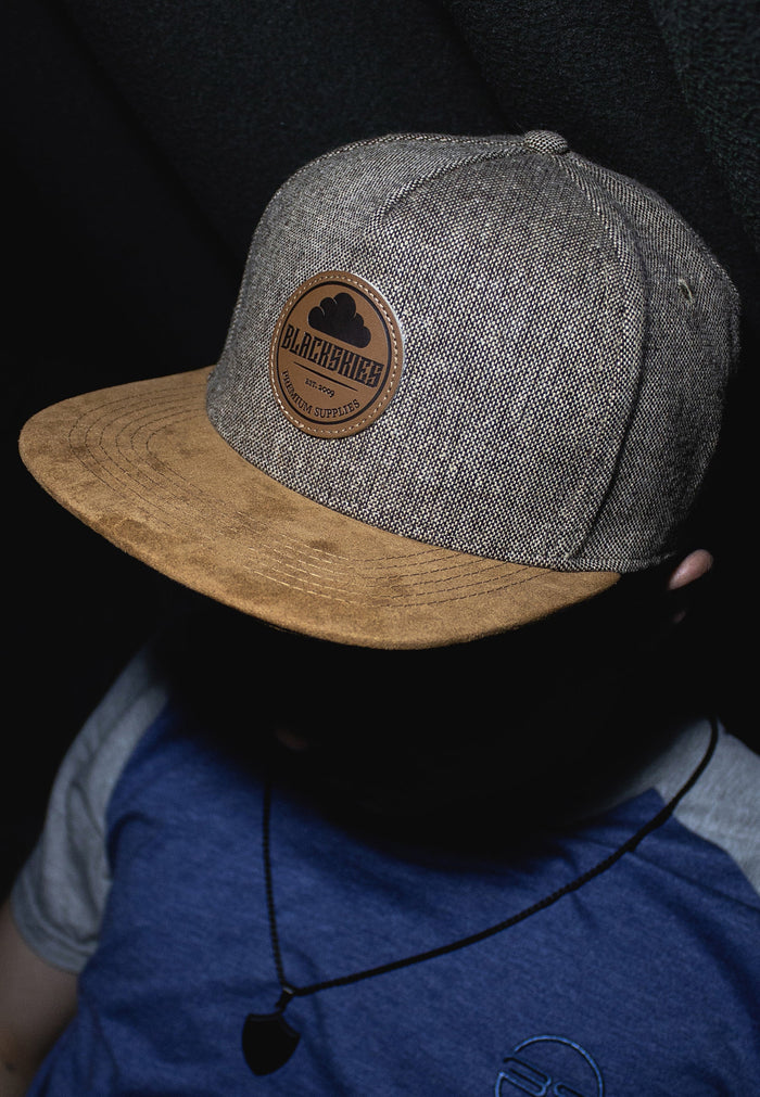 Blackskies-Pathfinder-Snapback-Cap-Brown-Melange-Beige-Suede-Baseball-Cap-Basecap-Model