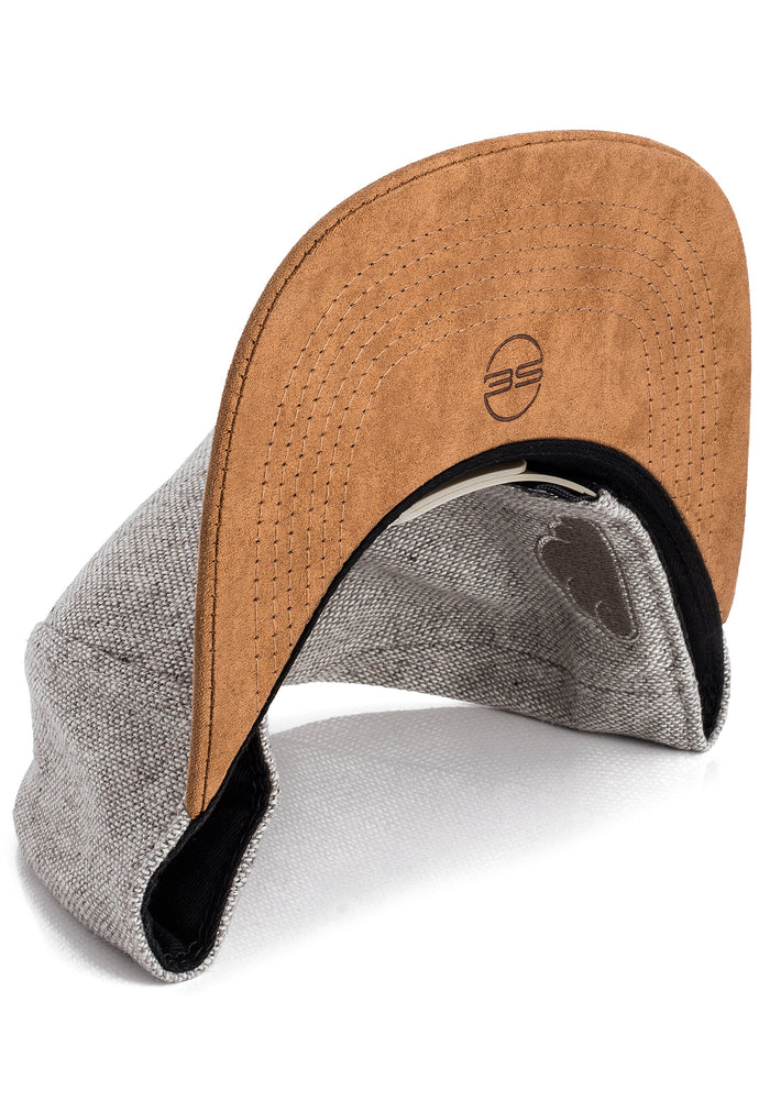Blackskies-Pathfinder-Snapback-Cap-Grey-Melange-Beige-Suede-Baseball-Cap-Basecap-Brim