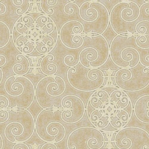 Patty Madden Gold Scroll Ironwork with a Sheen on Easy Walls Wallpaper - all4wallswall-paper