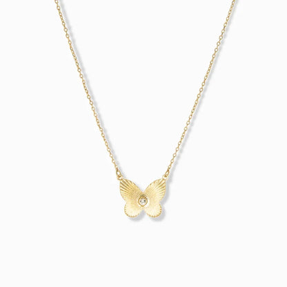 Pave Etched Butterfly Necklace in Gold - Madison's Niche