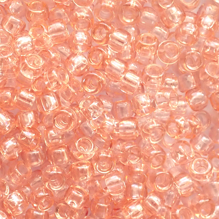 Peach Transparent Plastic Pony Beads, 6x9mm, 500 beads