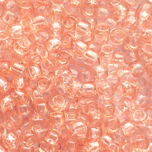 Peach Transparent Plastic Pony Beads, 6x9mm, 500 beads