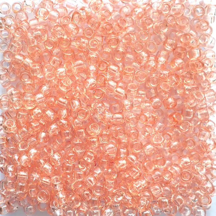 Peach Transparent Plastic Pony Beads, 6x9mm, 500 beads