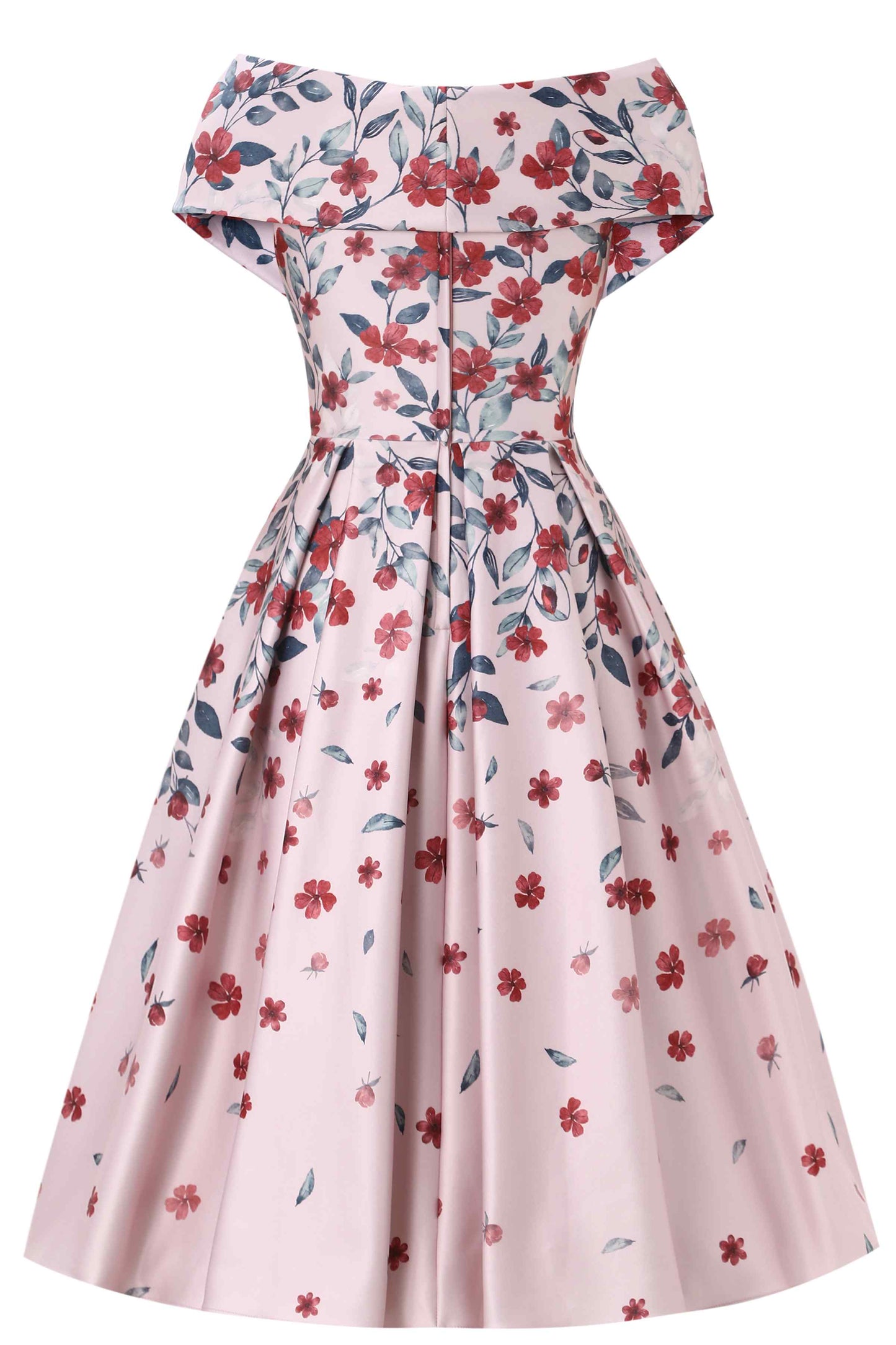 Beverly Pink Falling Flower Off Shoulder Dress