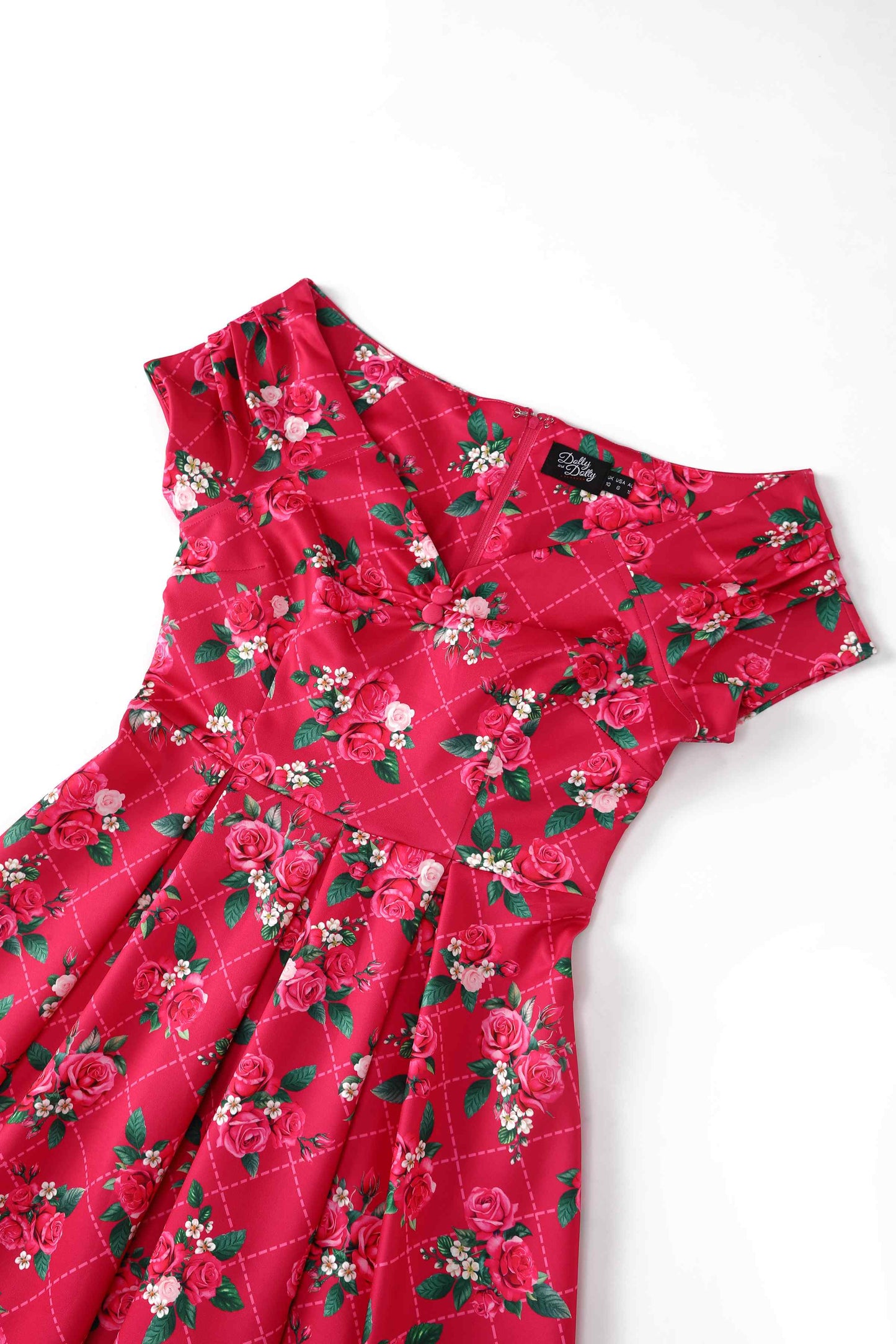 Lily Pink Floral Vine Off Shoulder Dress