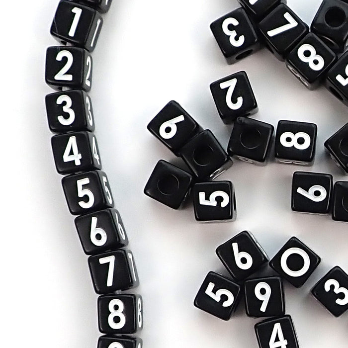 Plastic Black Vertical Hole Mixed Number Beads, 8mm Cube, 300 beads