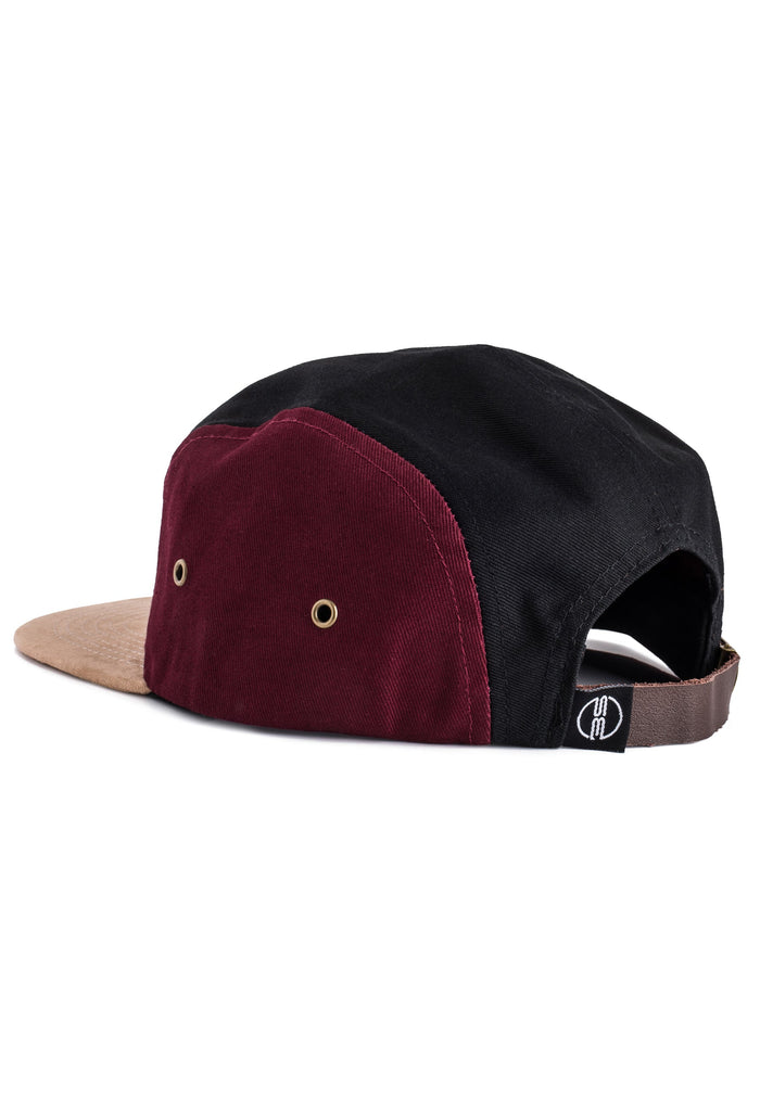 Blackskies-Port-Elizabeth-5-Panel-Hat-Maroon-Black-Suede-Side-Back-2