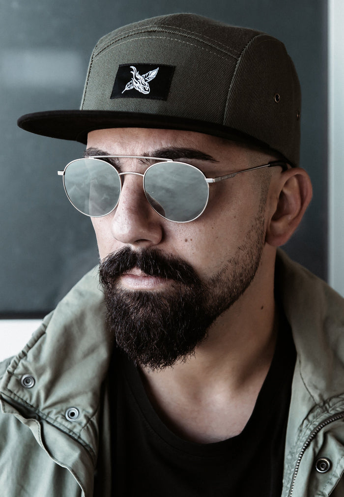 Blackskies-Port-Louis-5-Panel-Cap-Green-Black-Suede-Surf-Basecap-Skate