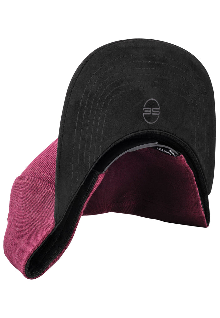 Blackskies-Port-Townsend-Snapback-Cap-Maroon-Black-Suede-Logo