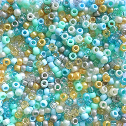 Princess Aqua Blue Mix Plastic Pony Beads, 6x9mm, 500 beads