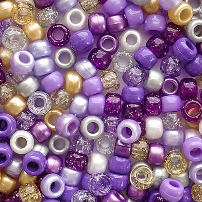 Princess Purple Mix Plastic Pony Beads, 6x9mm, 500 beads