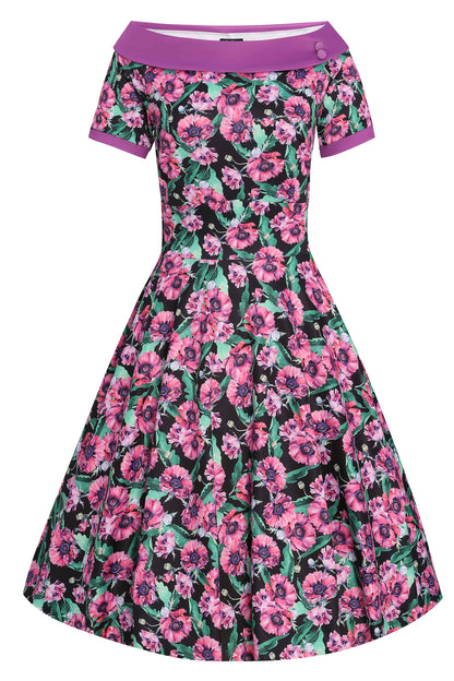 Darlene Purple Poppy Swing Dress