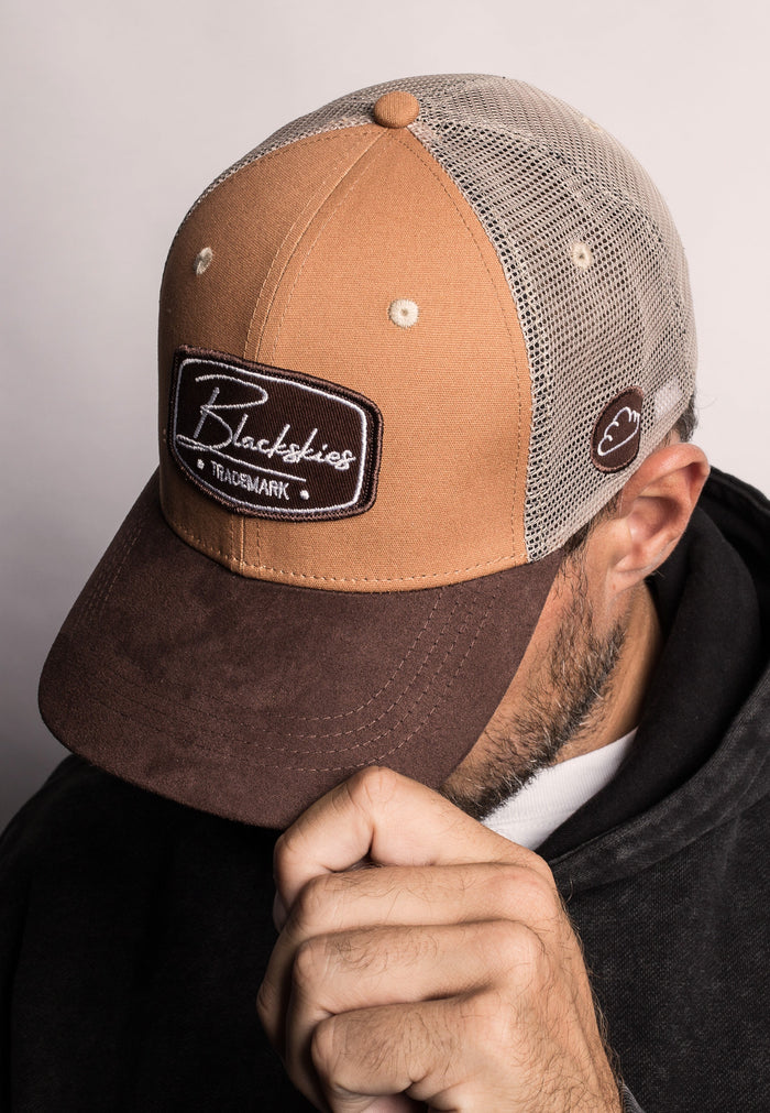 Blackskies-Race-Baseball-Cap-Brown-Beige-Brown-Model