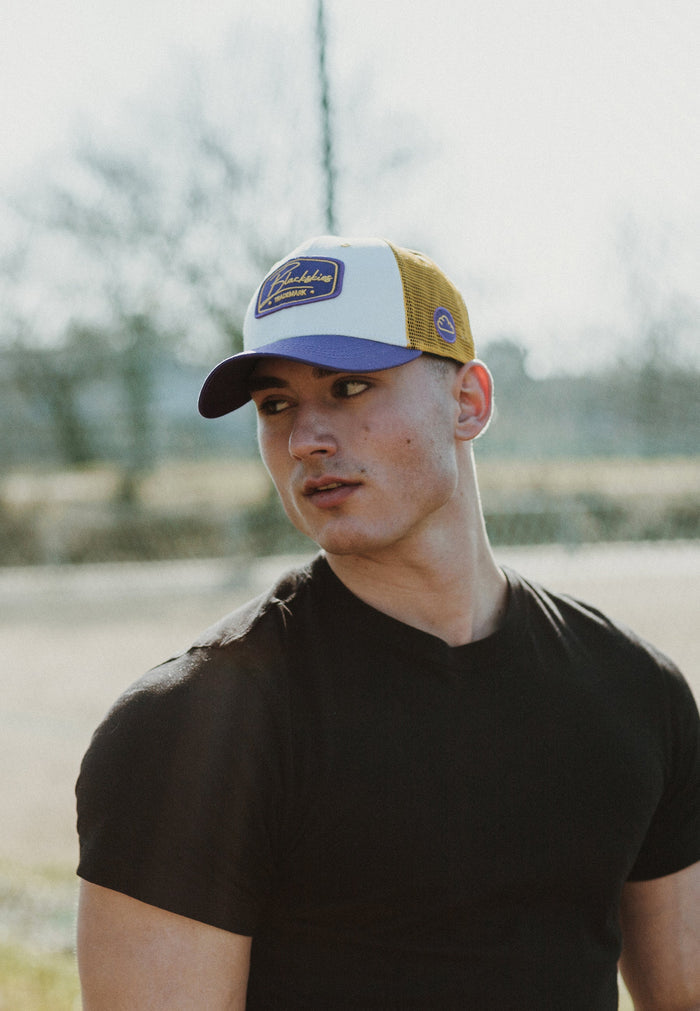 Blackskies-Race-Baseball-Cap-White-Yellow-Purple-Model