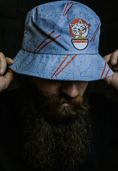 Blackskies-Ramen-Bucket-Hat-Blue-Cat-Top-Japanese-Noodles-Food