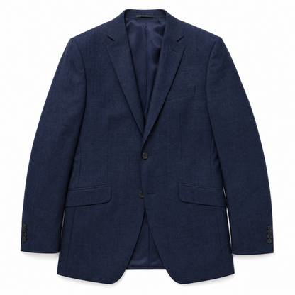 Raphael Mens Textured Blue Slim Fit Notch Lapel 2-Button Wool Suit