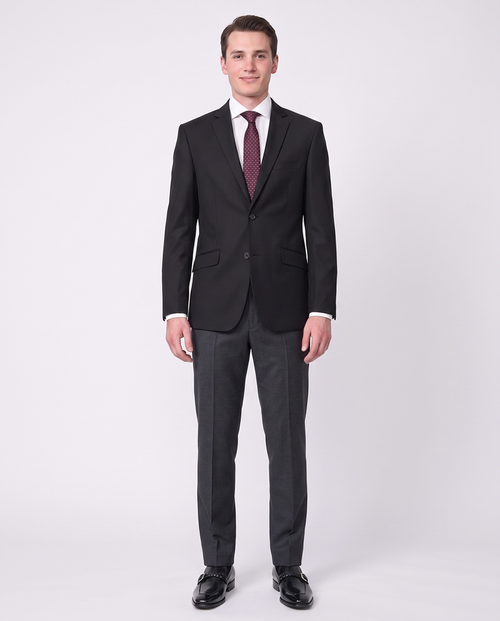 Raphael Slim Fit Solid Black Two Button Blazer Sportcoat