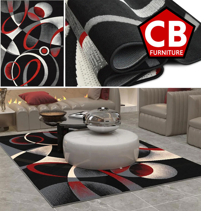 RENAURD Black & Red  5' x 7' Area Rug