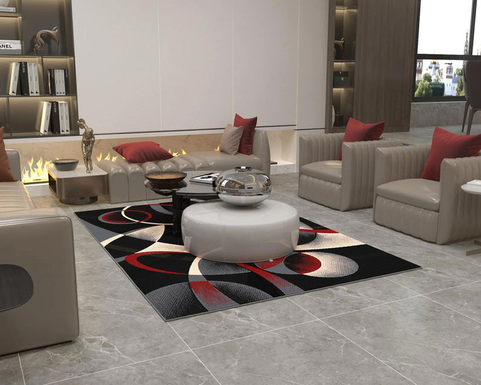 RENAURD Black & Red  5' x 7' Area Rug