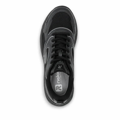 Rieker Camden women's white grey trainers side angle view showing lace fastening and lightweight sole