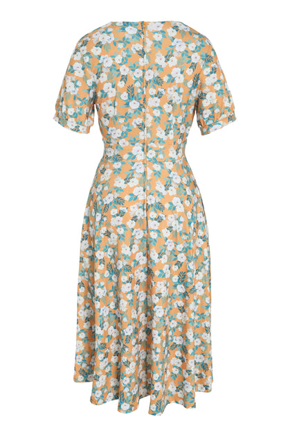 Julia Rosaceae Floral Midi Dress In Yellow