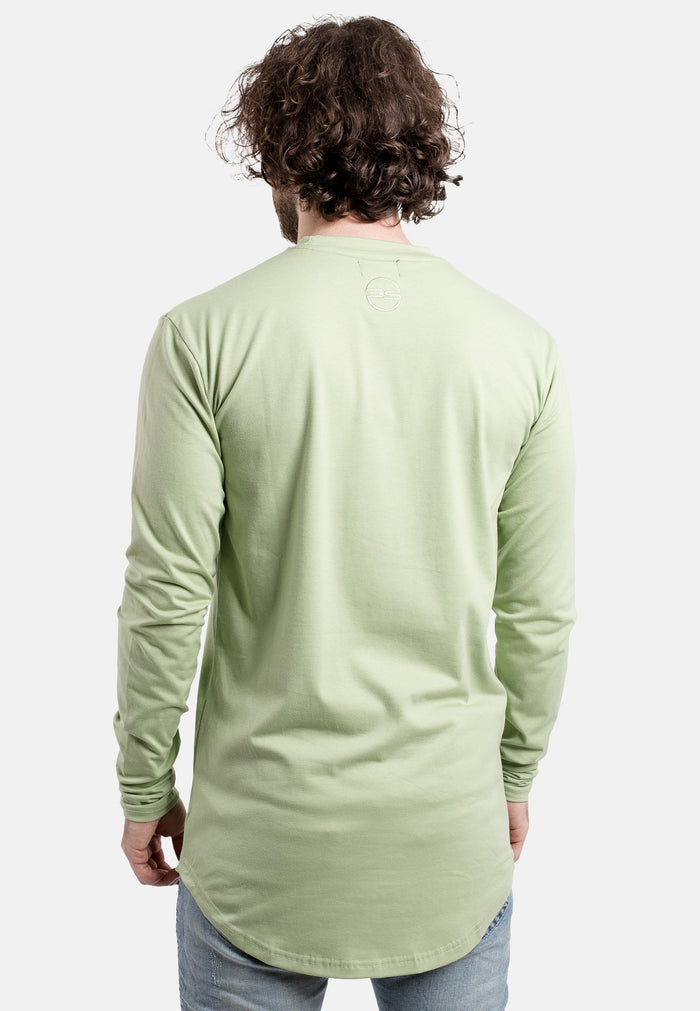 Blackskies-Round-Long-Sleeve-Longline-T-Shirt-Sage-Green-Back