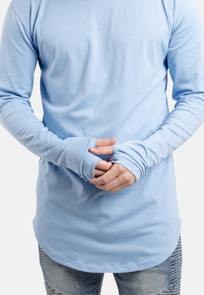 Blackskies-Round-Long-Sleeve-Longline-T-Shirt-Sky-Blue-Thumbholes