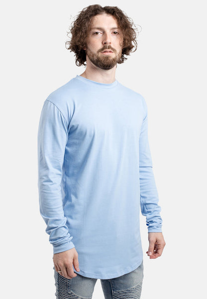 Blackskies-Round-Long-Sleeve-Longline-T-Shirt-Sky-Blue-Side