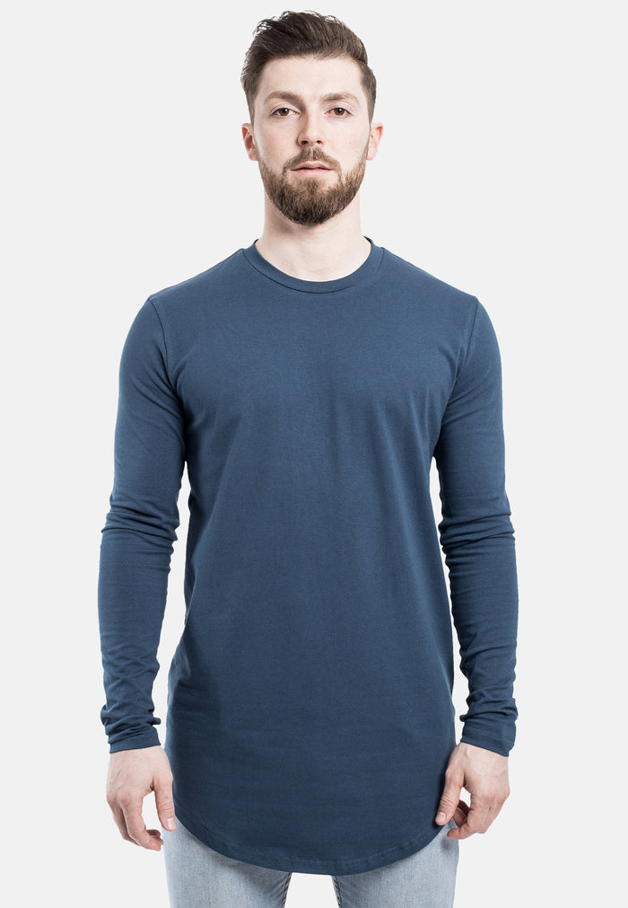 Blackskies-Round-Longline-Long-Sleeve-T-Shirt-Blue