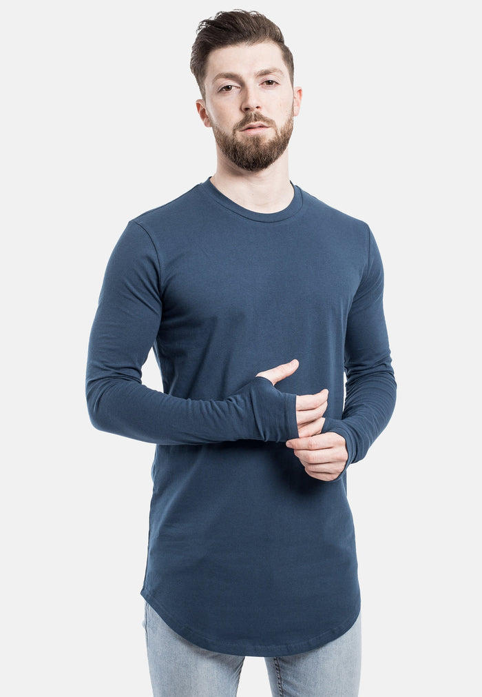 Blackskies-Round-Longline-Long-Sleeve-T-Shirt-Blue-Thumbhole-Sleeves