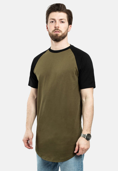 Blackskies-Round-Longline-Baseball-Short-Sleeve-T-Shirt-Olive-Black-Side-Curved