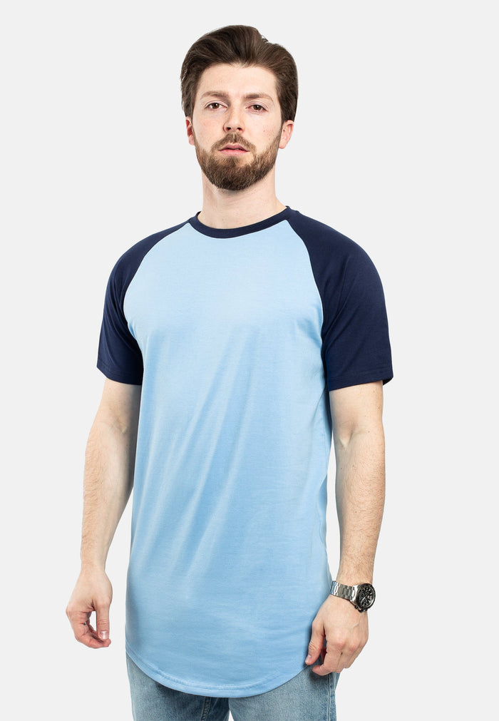 Blackskies-Round-Longline-Baseball-Short-Sleeve-T-Shirt-Sky-Blue-Navy-Blue-Side