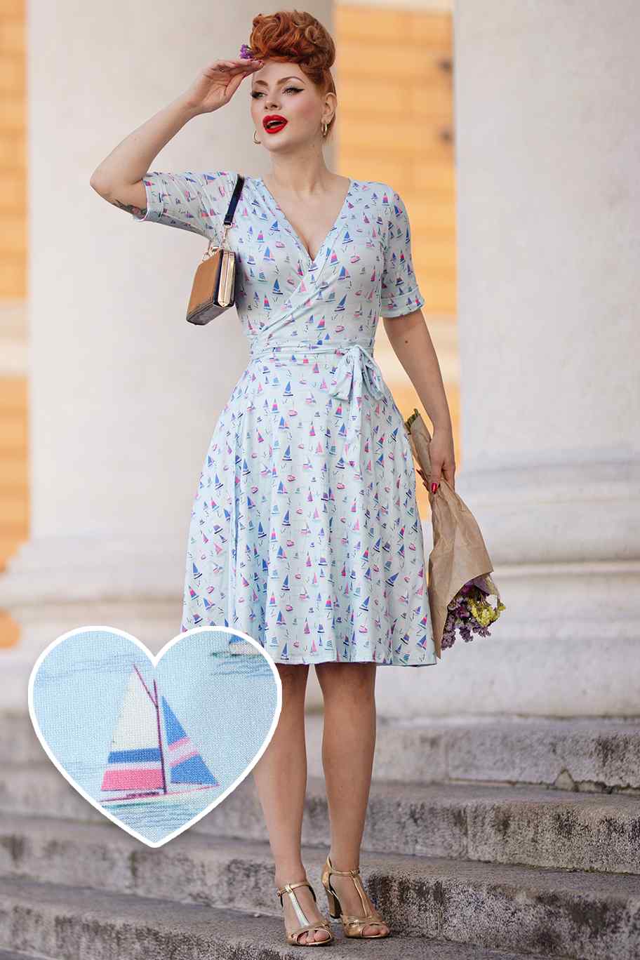 Matilda Sailboat Blue Wrap Dress