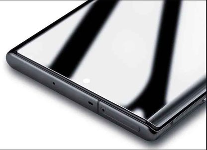 Samsung Galaxy S24 Ultra clear tempered glass screen protector with 9H hardness by TechPlus, showing the front of the device with protector applied.