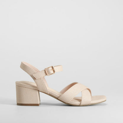 Sandalia tacón cruzada rosa COMFEET