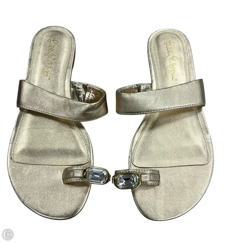 Sandals Designer By Lilly Pulitzer In Gold, Size: 6
