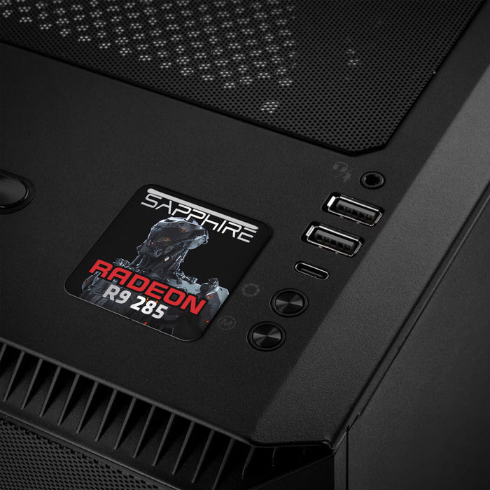 Sapphire Radeon R9 285 1"x1" Chrome Effect Domed Case Badge / Sticker Logo