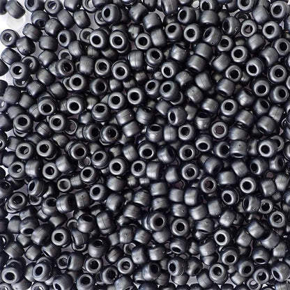 Satin Matte Black Pearl Plastic Pony Beads, 6x9mm, 500 beads