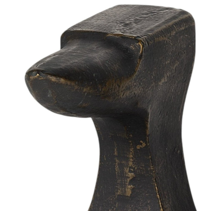 Set of Two 6" Black And Gold Polyresin Decorative Bookends